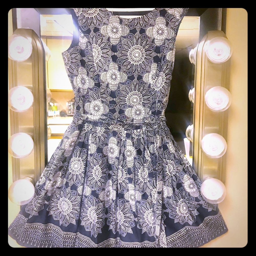 Dressbarn floral dark blue and white dress.